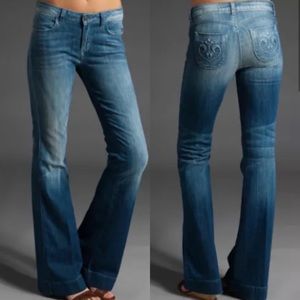 Siwy Ramona Jeans Womens 28 Blue Capture My Heart Mid Rise Flared Bottom Pants